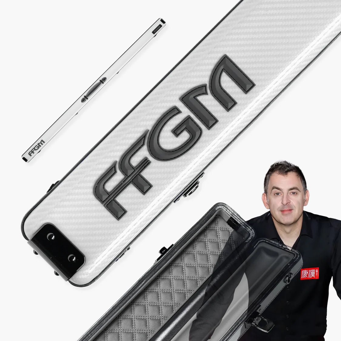FFGM The Rocket Ronnie O'Sullivan 1 Piece 2 Slot Ultra Luxury Snooker and Pool Cue Case - Holds 2 x One Piece Cues