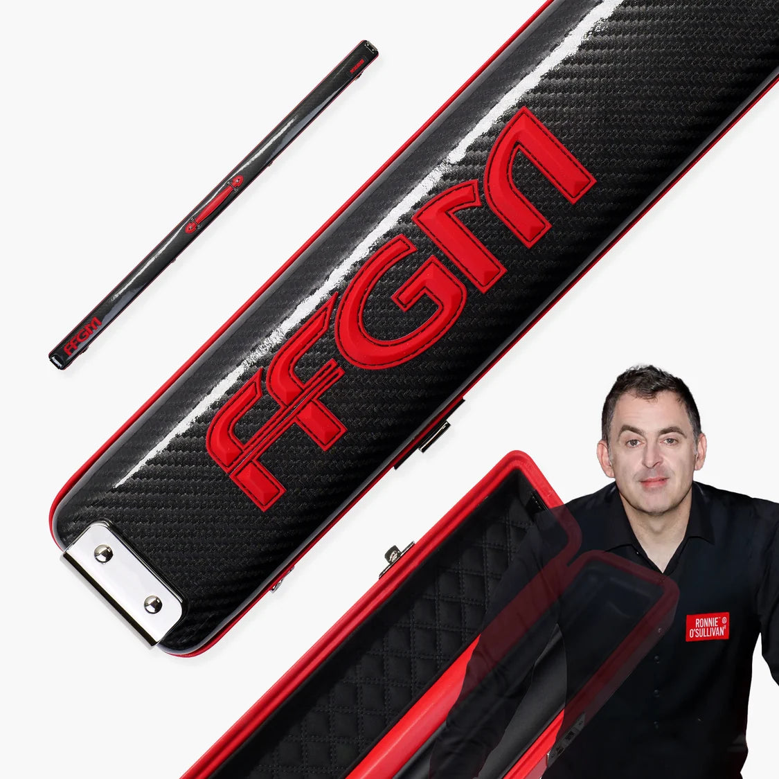 FFGM The Rocket Ronnie O'Sullivan 1 Piece 2 Slot Ultra Luxury Snooker and Pool Cue Case - Holds 2 x One Piece Cues