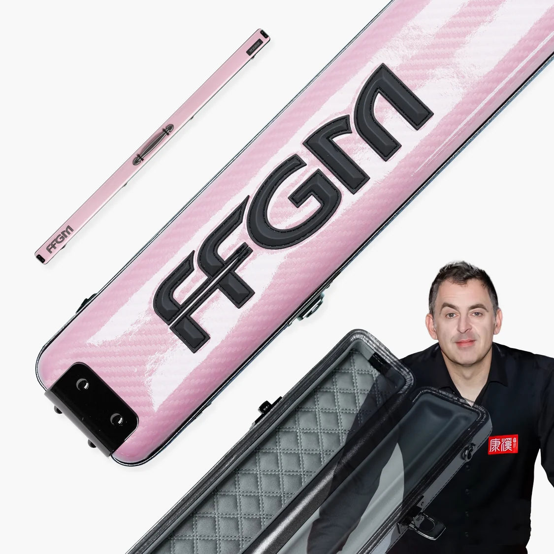 FFGM The Rocket Ronnie O'Sullivan 1 Piece 2 Slot Ultra Luxury Snooker and Pool Cue Case - Holds 2 x One Piece Cues
