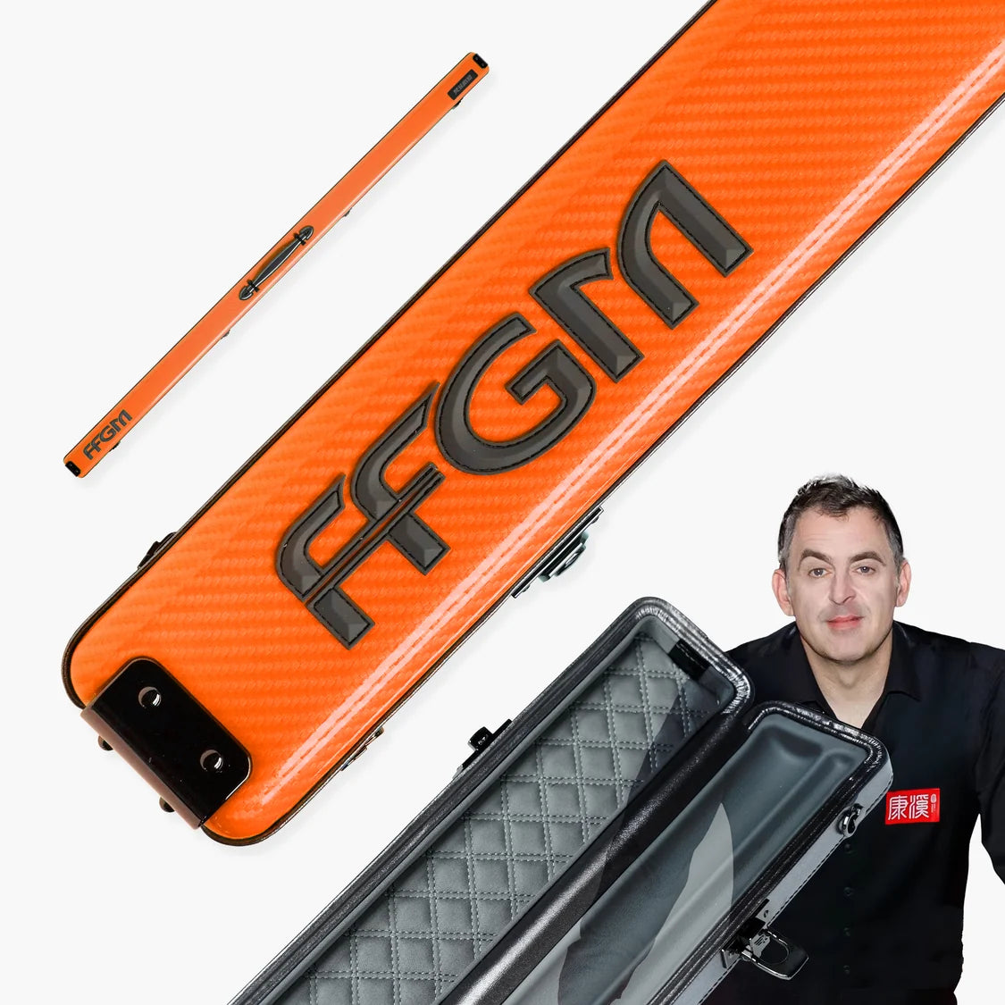 FFGM The Rocket Ronnie O'Sullivan 1 Piece 2 Slot Ultra Luxury Snooker and Pool Cue Case - Holds 2 x One Piece Cues