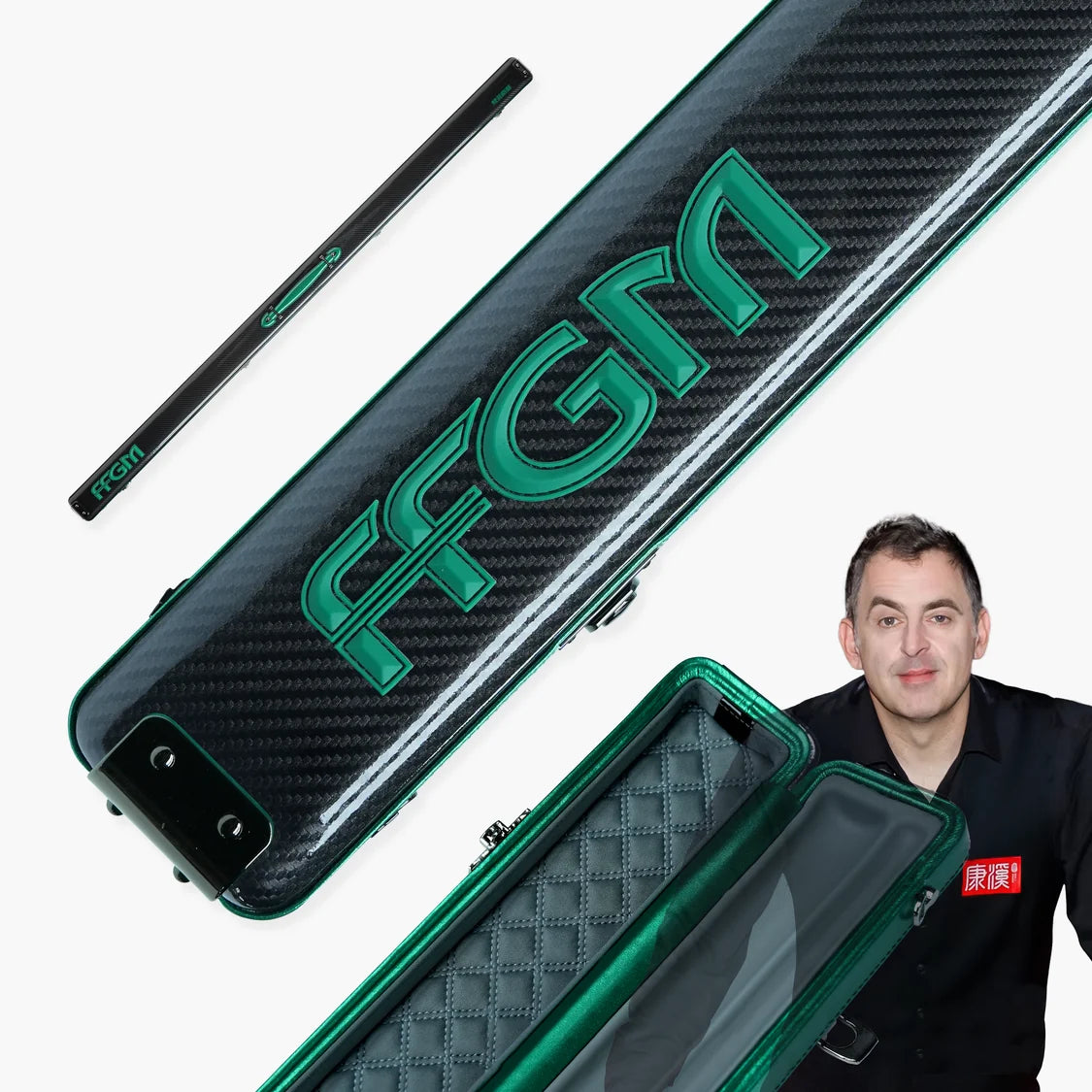 FFGM The Rocket Ronnie O'Sullivan 1 Piece 2 Slot Ultra Luxury Snooker and Pool Cue Case - Holds 2 x One Piece Cues