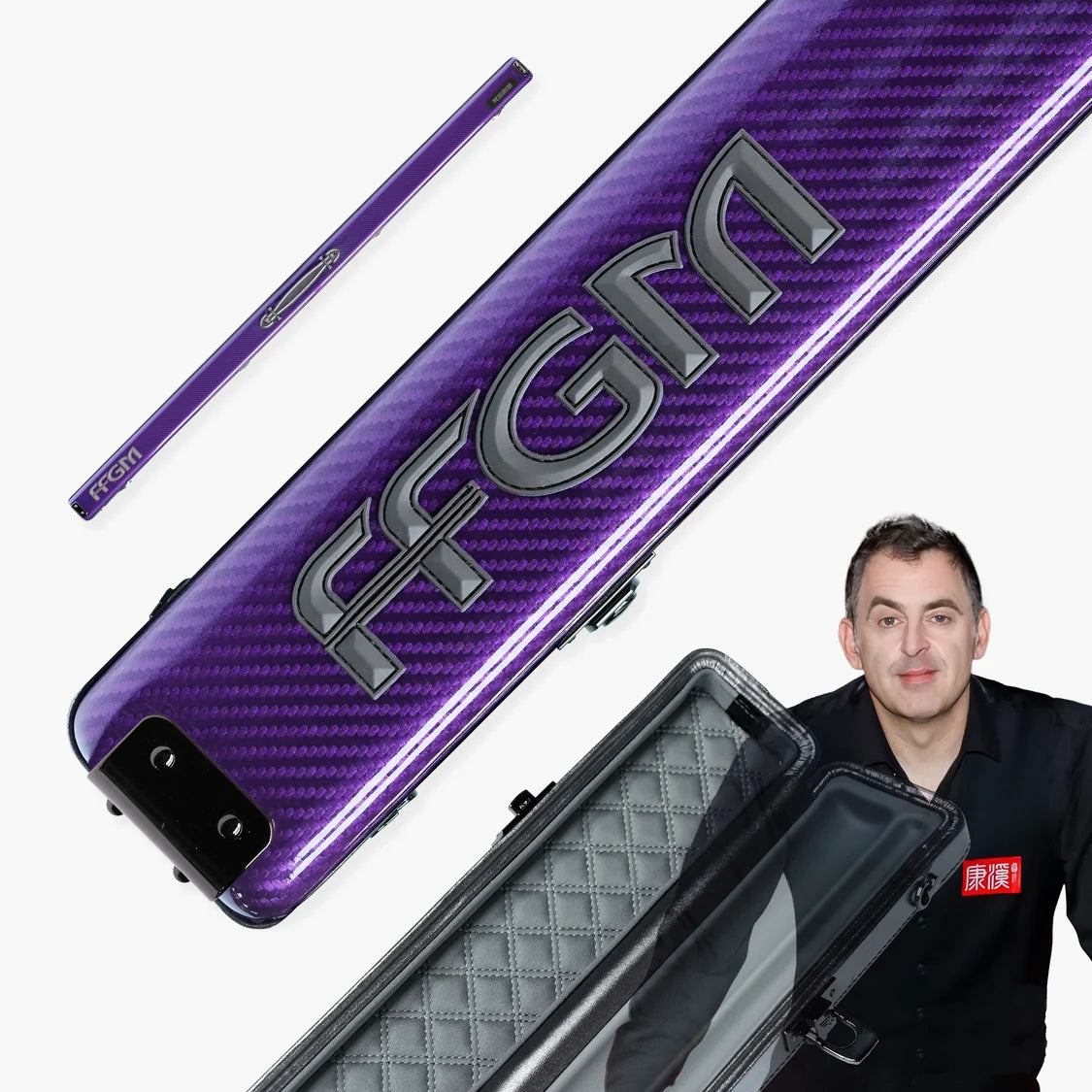 FFGM The Rocket Ronnie O'Sullivan 1 Piece 2 Slot Ultra Luxury Snooker and Pool Cue Case - Holds 2 x One Piece Cues