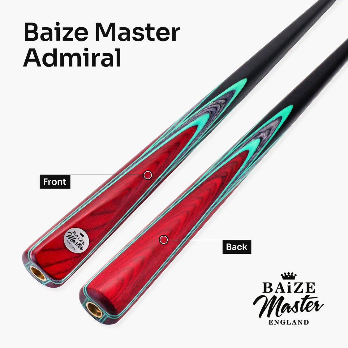 Baize Master Admiral 1 Piece Snooker and Pool Cue with 9.5mm Blue Pressed Tip