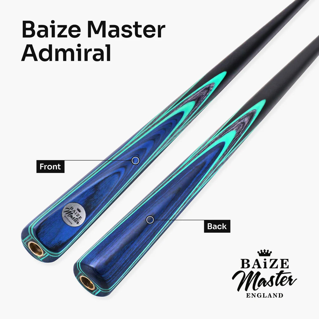 Baize Master Admiral 1 Piece Snooker and Pool Cue with 9.5mm Blue Pressed Tip