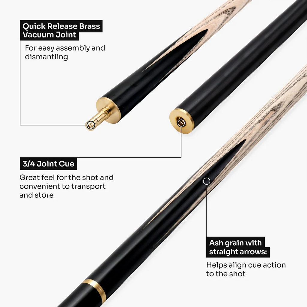 Eclipse 57 Inch ¾ Joint Ash Snooker and Pool Cue with 9.5mm PRO147 Layered Tip
