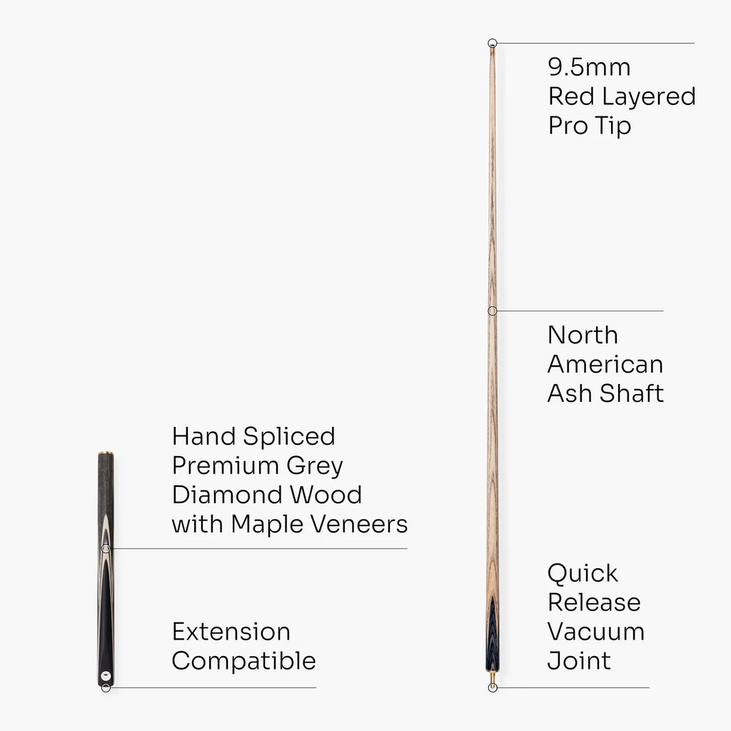 TRIUMPH 3/4 Joint Premium Ash Snooker and Pool Cue with 9.5mm Professional Layered Tip