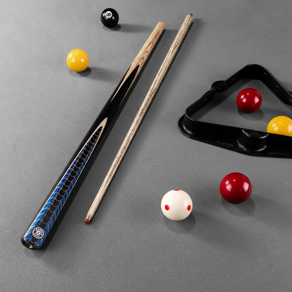 Cue sports on grey baize