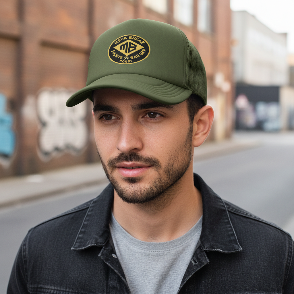 Dark Olive Cap Modelled