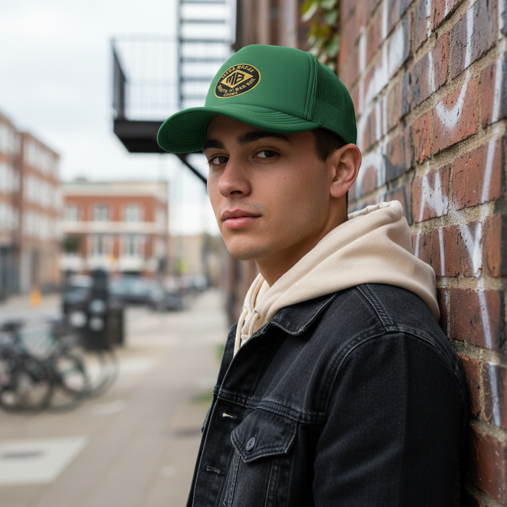 Forest Green Cap Modelled