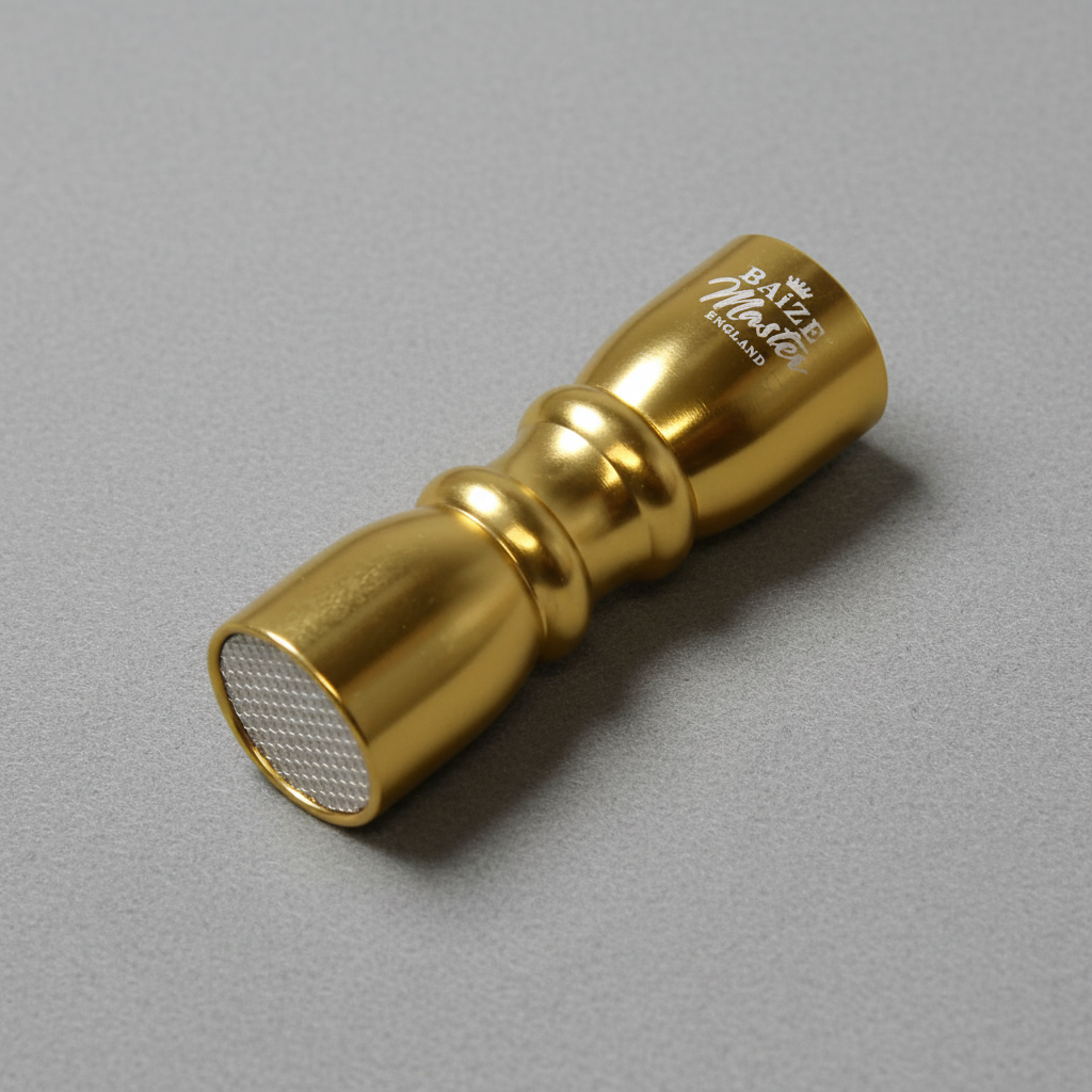 Gold tip tool on grey baize