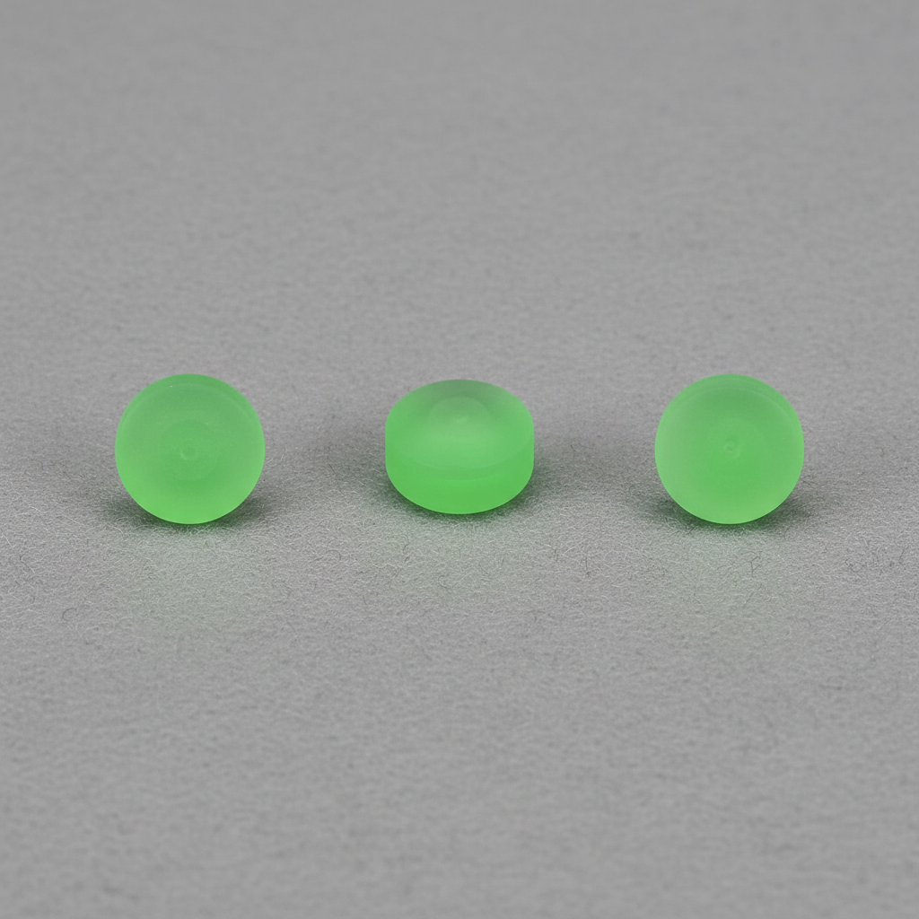 Green crystal tips on grey baize