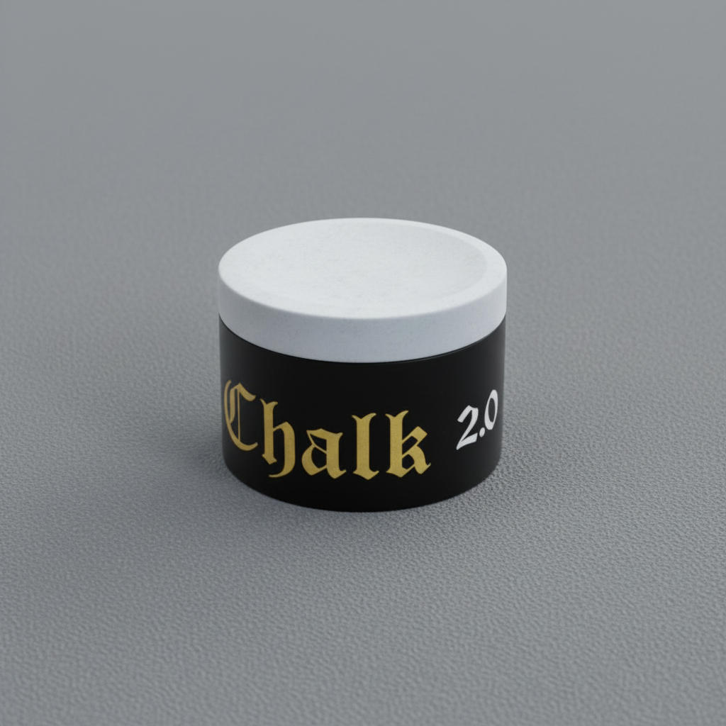 TAOM Chalk 2.0 on grey pool table cloth