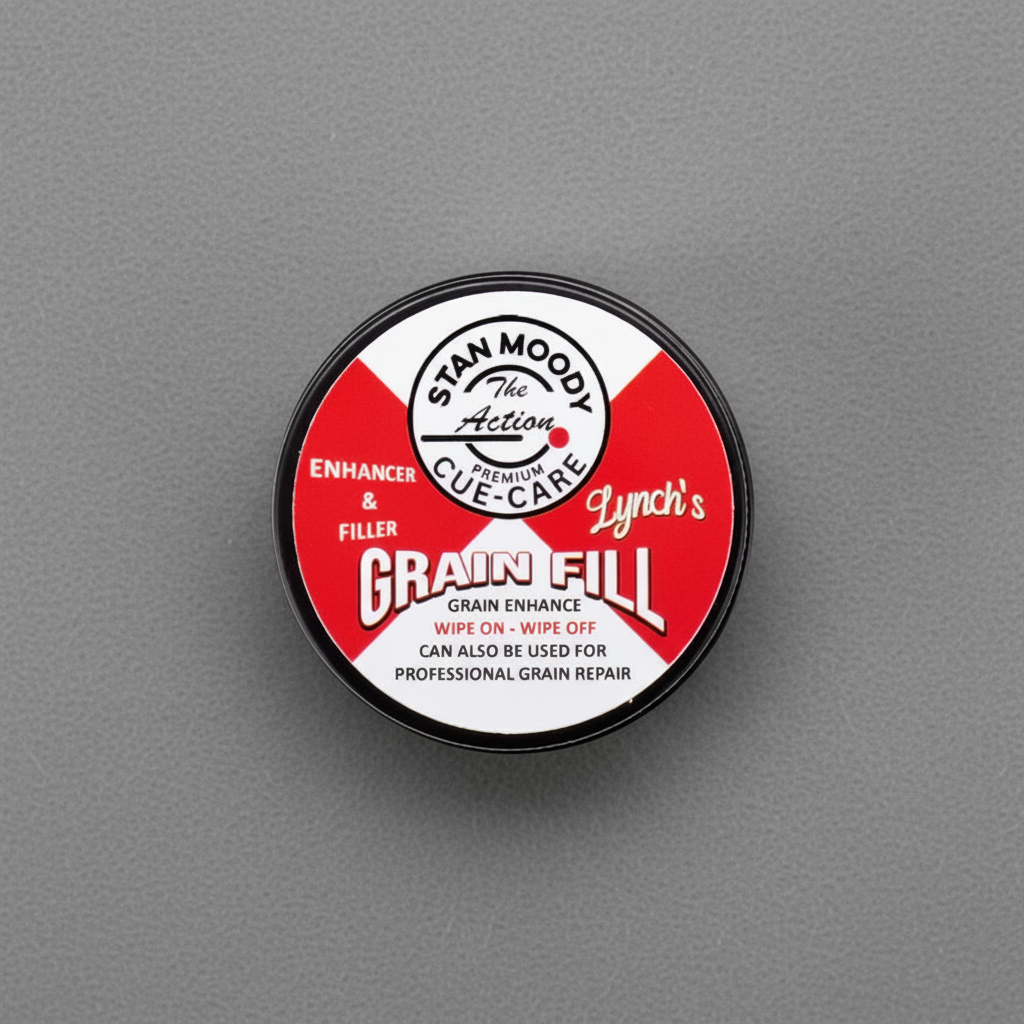 Lynch's Stan The Action Moody Premium Grain Filler Enhancer on grey pool table cloth