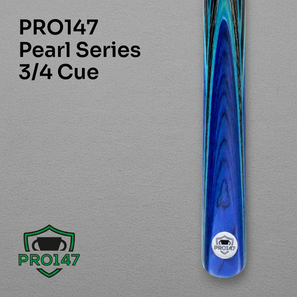 PRO147 Pearl Series 3/4 cue on grey pool cloth