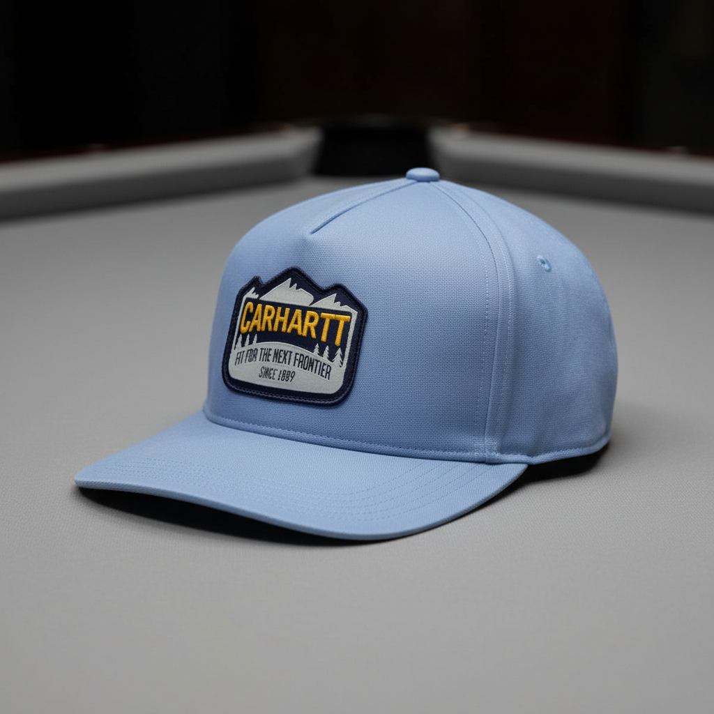 Light blue cap on grey pool cloth