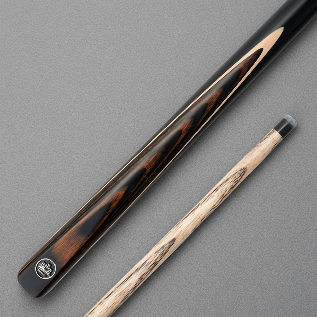 Main cue on grey pool cloth