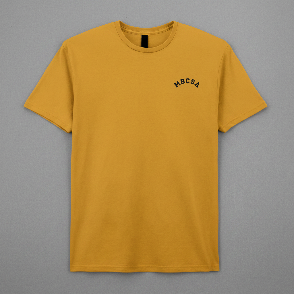 Mustard Tee on Grey Baize