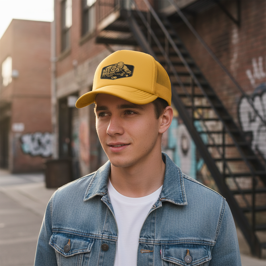 Mustard Yellow Cap Modelled
