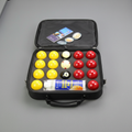 Pool ball carry case on grey baize
