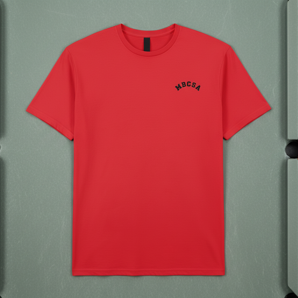 Red Tee on Grey Baize