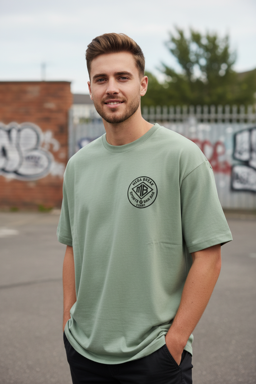 Sage Green Tee Modelled