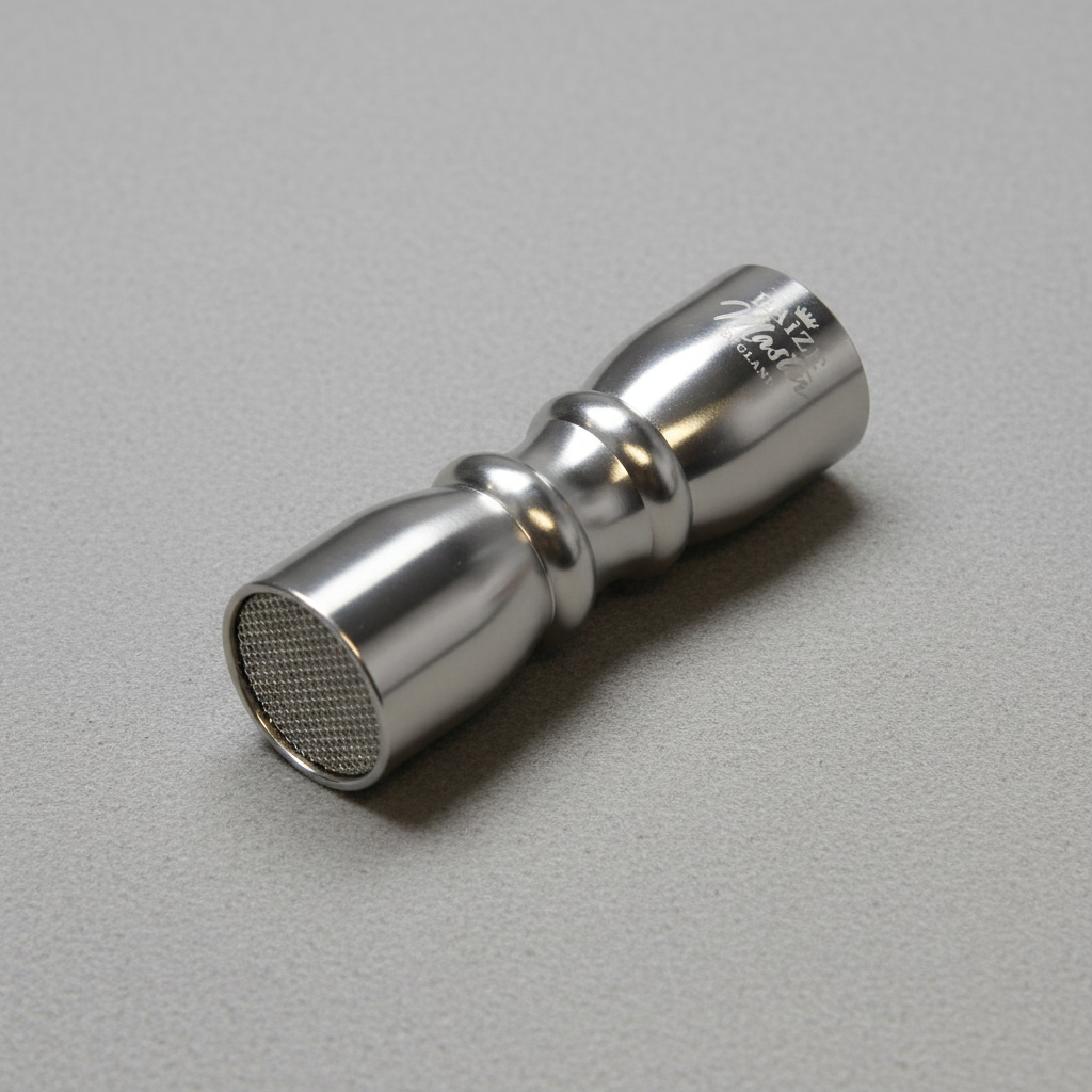 Silver tip tool on grey baize