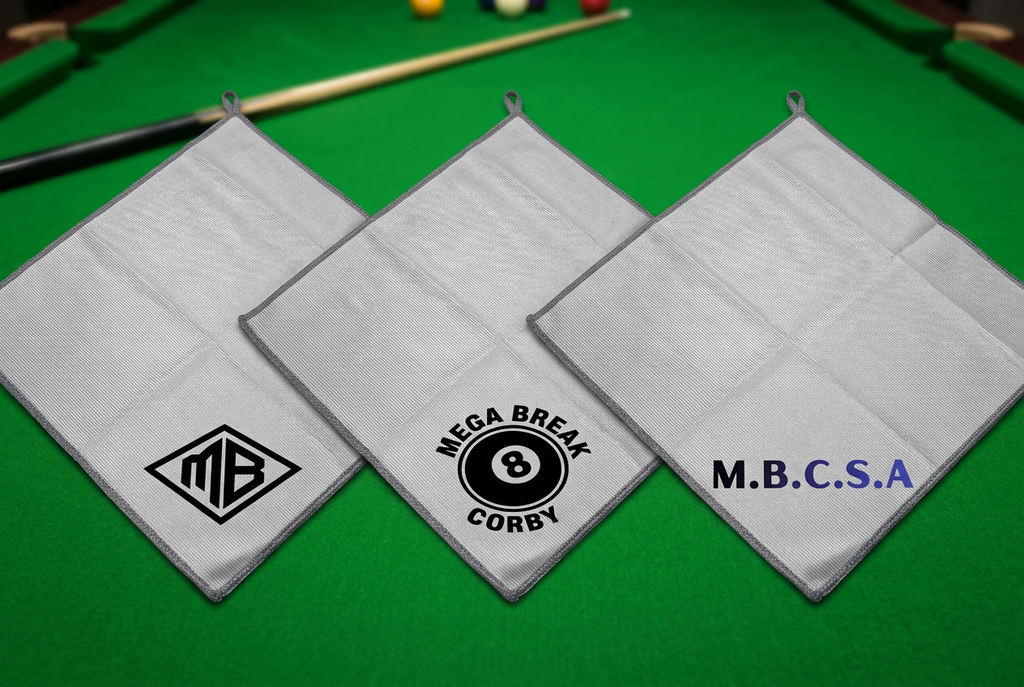Three cue cloths on a pool table, using the unfolded cloth as the placement and texture reference