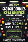 Tournament flyer with “Prizes sponsored by mbcsashop.com”